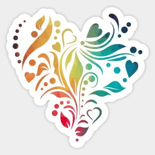 Rainbow heart flower Sticker